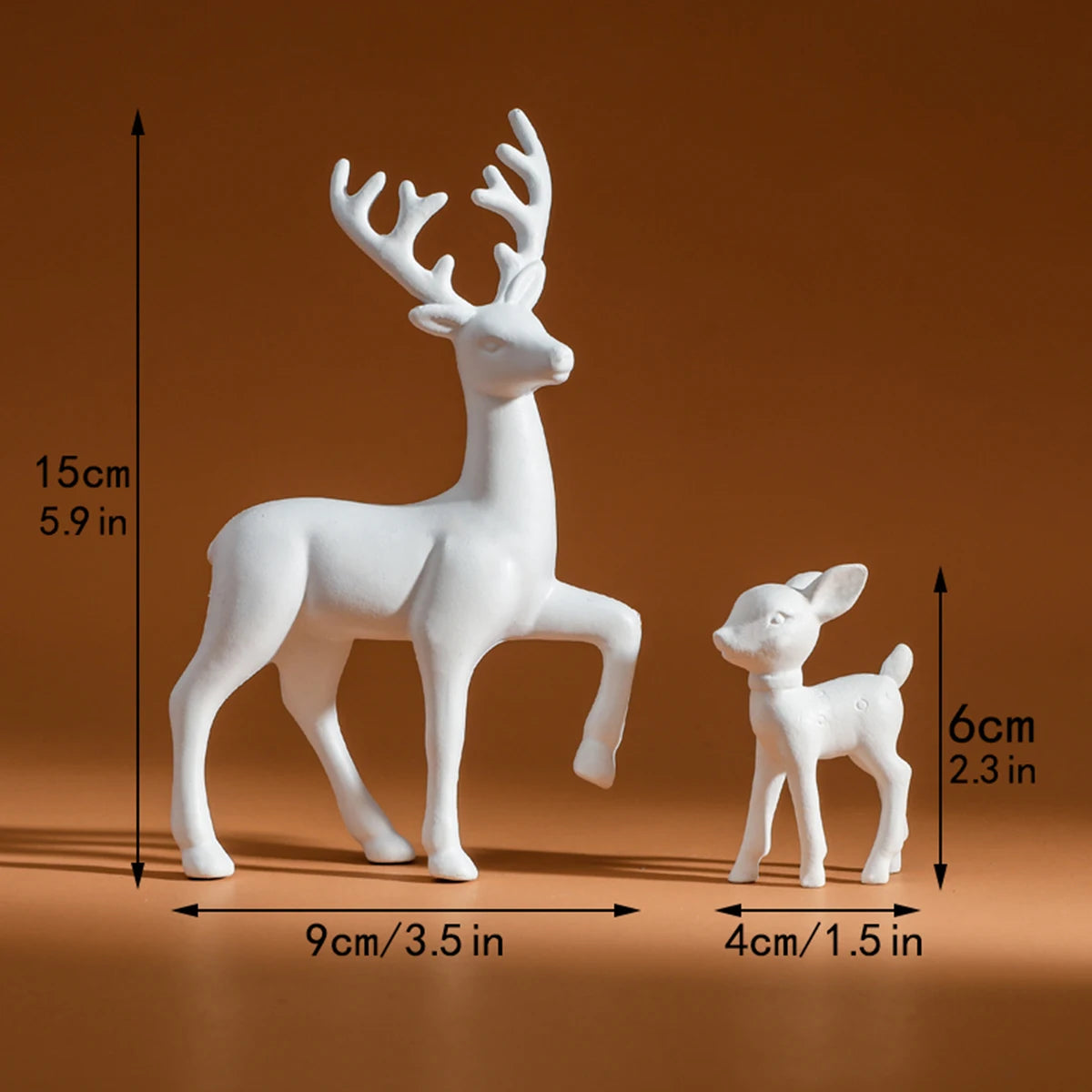 2 Pcs, Room Decor Mother Deer Cute Kids Room Decor Sculptures Kawaii Sculptures Christmas Home Decoration Fawn Figurines - Wh