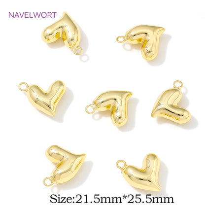 Pendants For Jewelry 18K Gold Plated Brass Heart Charms Pendants For Fashion Necklace Making Supplies DIY Jewelry Accessories