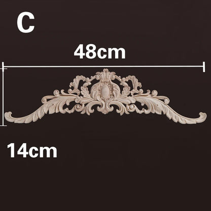 Wood Appliques and Onlays Natural Furniture Wall Door Woodcarving Decorative Long Flower Wooden Figurines Crafts Corner Frame