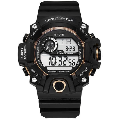 Fashion Men's Watch Sports Electronic Wristwatch Large dial Multifunctional Waterproof Luminous Alarm Kids Male's Military Wa