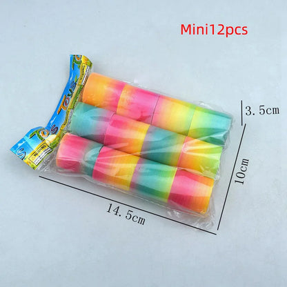 24PCS Rainbow Magic Springs Circle Toys Kids Birthday Party Favors Guests Giveaway Small Gifts Pinata Fillers Flexible Funny 