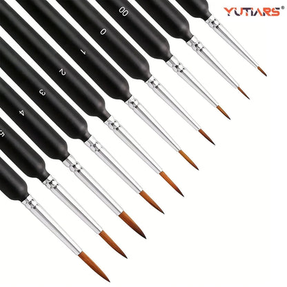 10/11pcs Miniature Paint Brushes, Detail Tip Paint Brushes Set With Ergonomic Handle - Suitable For Acrylic Painting, Oil, Wa