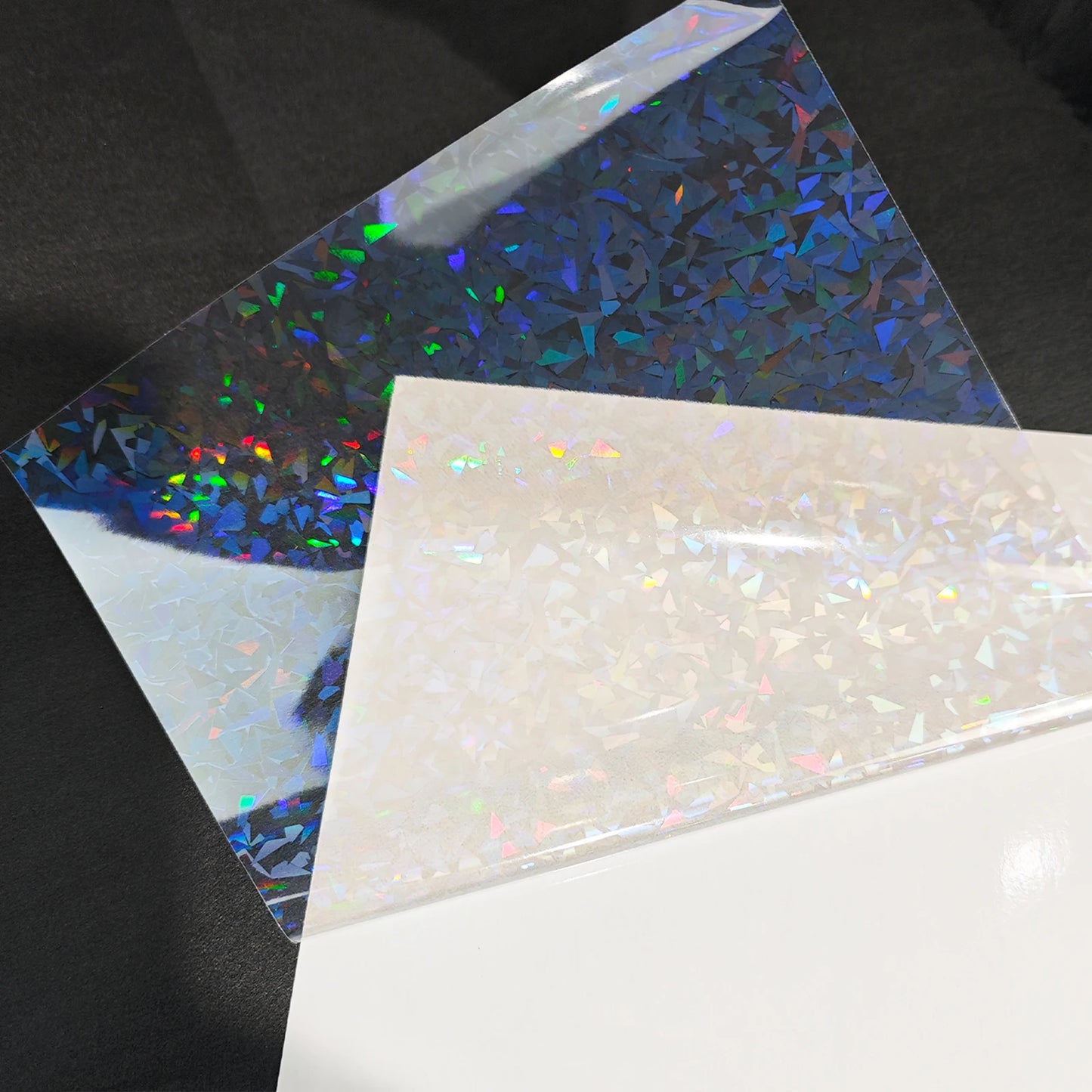 50pcs Holographic Sticker Paper 2.9 X 4.1 Inch Clear Vinyl Self-Adhesive Waterproof Transparent Cold Laminating Film for Craf