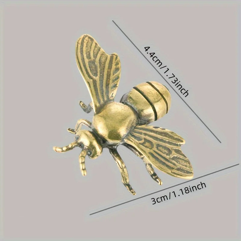 1pc Solid Brass Bee Statue Ornaments, Creative Antique TeaPot Statue Craft, Copperware Study Office Decor, Gifts Crafts Colle