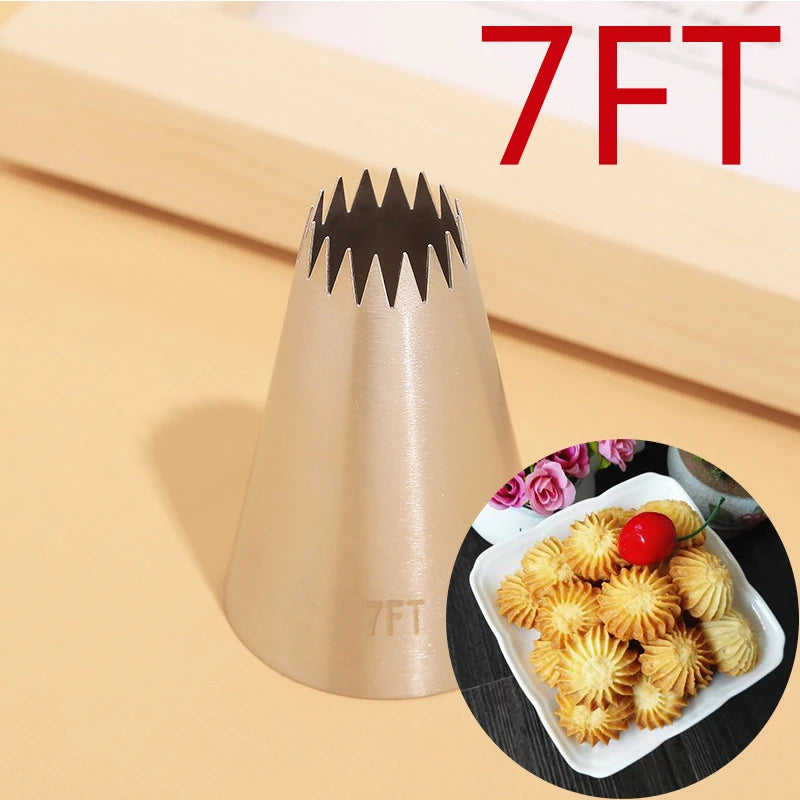 7FT 8FT 9FT Cake Decorating Tips Set Russian Open Star Piping Nozzles Tips Cupcake Cookies Icing Piping Pastry Nozzles - 1pcs