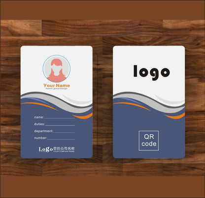 Work card, PVC card printing, customized, free design,0.76mm, waterproof, color printing, round corners