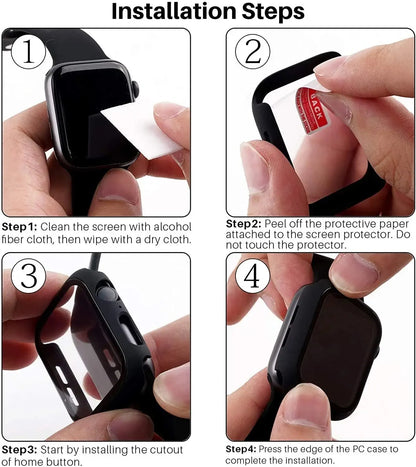 Glass+Cover For Apple Watch case 46mm 44mm 40mm 45mm 41mm 42mm 38mm Screen Protector iwatch series 10 9 8 7 6 5 3 SE Accessor