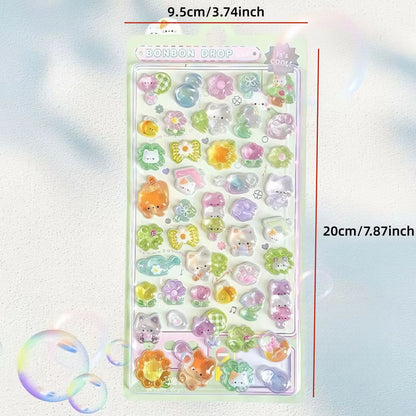 6/10 sheets Funny Sweet Furit cloud Pets Drop 3D Relief Sticker Scrapbooking Diy Diary Decor Stationery Kawaii Stickers