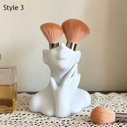 Face Shape Makeup Brush Holder Modern Nordic Flower Vases Makeup Storage Box Half Face Portrait Decor For Home Office Book Sh