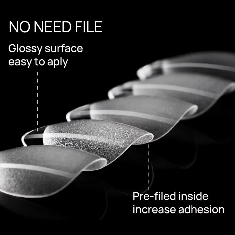 600 Short Almond-Shaped Semi-Matte Transparent Acrylic False Nail Tips for Nail Extensions and Manicure Tools