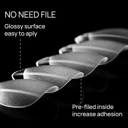 600 Short Almond-Shaped Semi-Matte Transparent Acrylic False Nail Tips for Nail Extensions and Manicure Tools