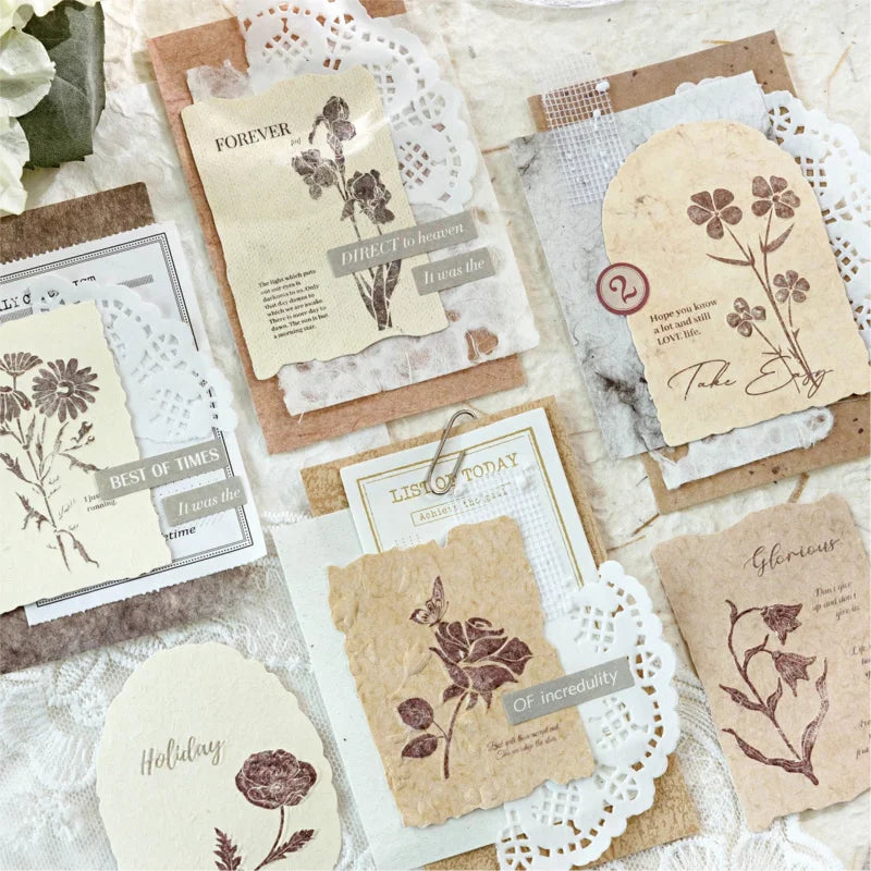 Journal GO 30pcs/box Vanilla Paper Stickers Creative Scrapbooking Collage Junk Journal diy Texture Material for Craft Making