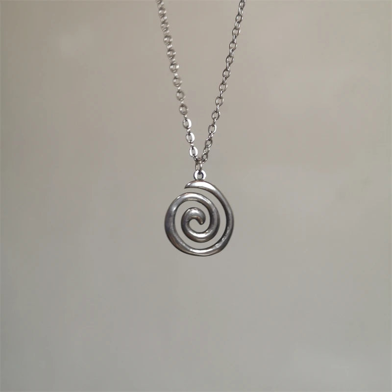 Vintage Spiral Vortex Pendant Hand-woven Leather Rope Necklace for Women Unisex Boho Pentagram Necklace Fashion 2023 Y2K Jewe