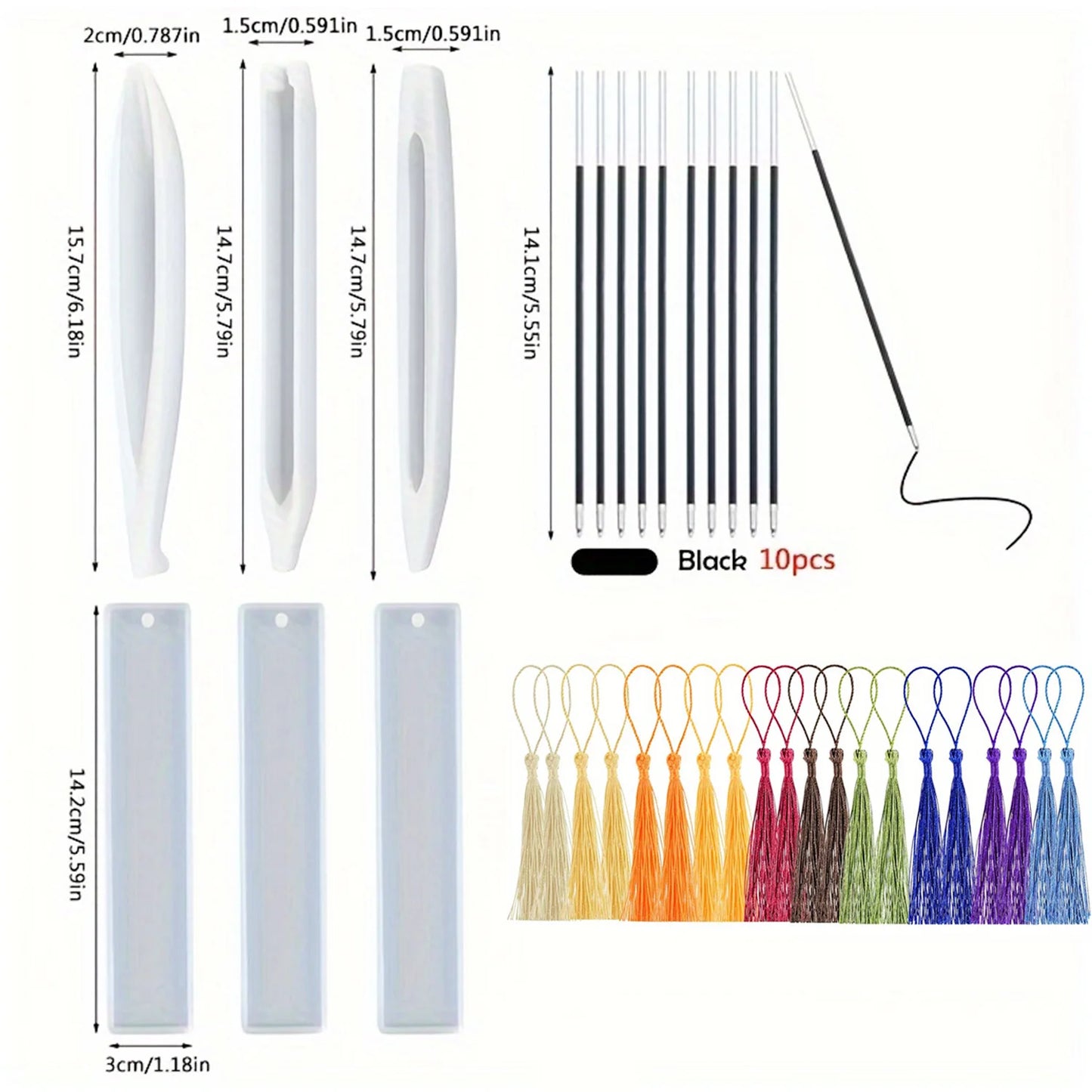 26Transparent Pen and Bookmark Silicone Mold Set，Epoxy Resin Casting Mold，DIYHandmade Stationery Materials，Mixed Shape Pen Mo