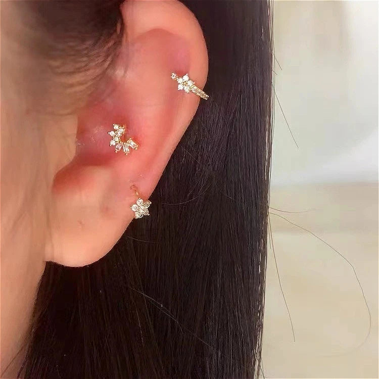 Fashion Stainless Steel Zircon Star Hoops Earrings For Women Vintage Crystal Zirconia Circle Earrings Punk Unisex Rock Jewelr
