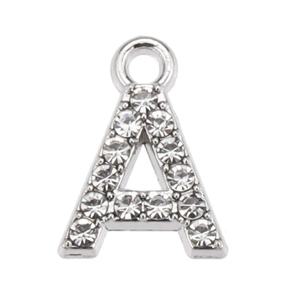 10/26pcs Silver Color Alloy Crystal Mini Alphabet 26 Letter Charms Pendants for Women Necklace Earring Jewelry Accessories - 