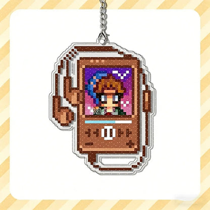 Game Stardew Valley Sebastian Shane Elliott Cosplay Keychain Acrylic Pixel Walkman Pendant Keyring Key Chain Bag Accessory Pr