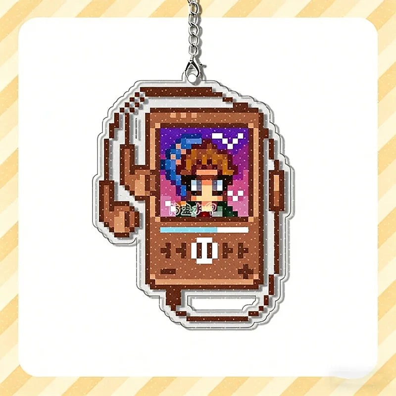 Game Stardew Valley Sebastian Shane Elliott Cosplay Keychain Acrylic Pixel Walkman Pendant Keyring Key Chain Bag Accessory Pr