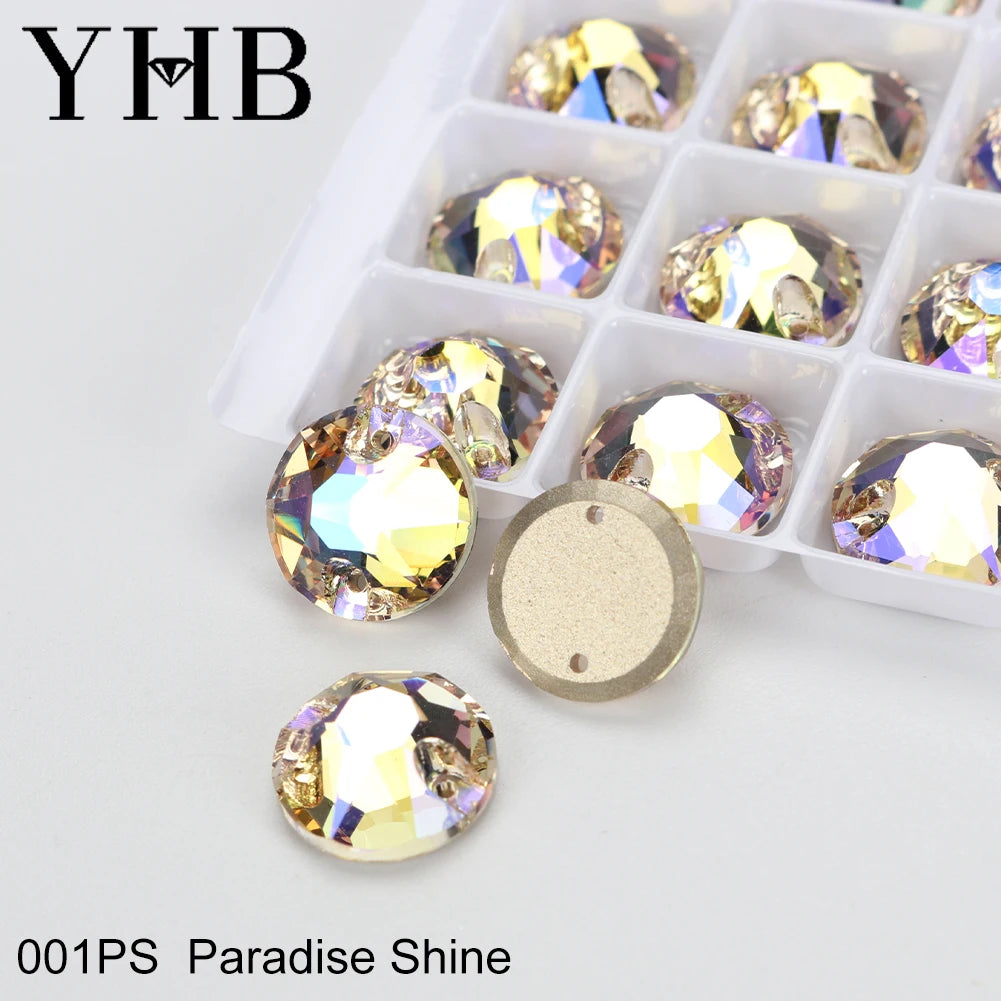 YHB Top Quality XIRIUS Glass Crystal AB Moonlight Sewing Stones Flatback Sew on Rhinestones For Garment Clothes Bags