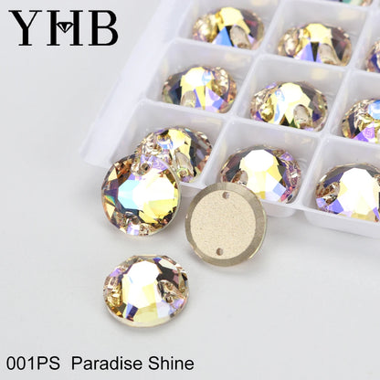 YHB Top Quality XIRIUS Glass Crystal AB Moonlight Sewing Stones Flatback Sew on Rhinestones For Garment Clothes Bags