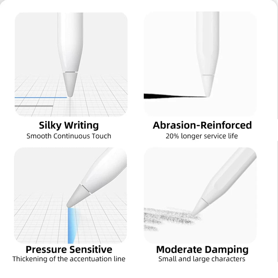 For Apple Pencil 1st/2nd Nibs Tip Replacement Silent Tablet Pen Nib Wear-resistant High Sensitivity for Apple IPencil Tip