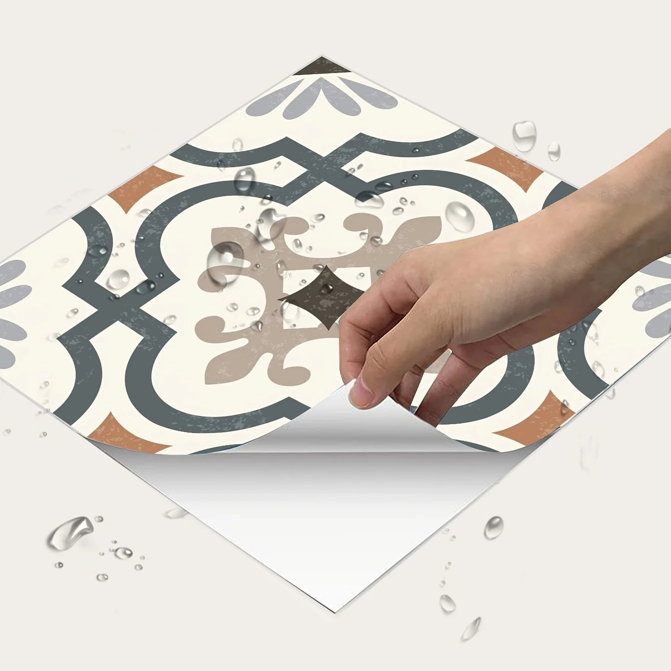 9PCS printed matte thickened waterproof decal vinyl easy to paste removable simple home living room kitchen tile stickers flo