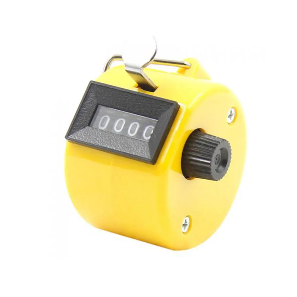 4 Digit Counters Hand Finger Display Manual Counting Tally Clicker Timer Soccer Golf Counter Plastic Shell - Yellow