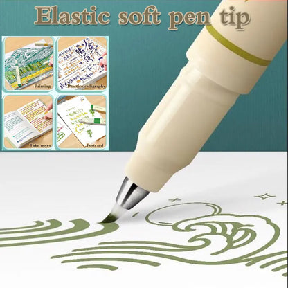 12/6 Color Vintage Watercolor Lettering Art Marker Drawing Pen Set Multicolor Soft Brush Tip Calligraphy Painting Art Supplie