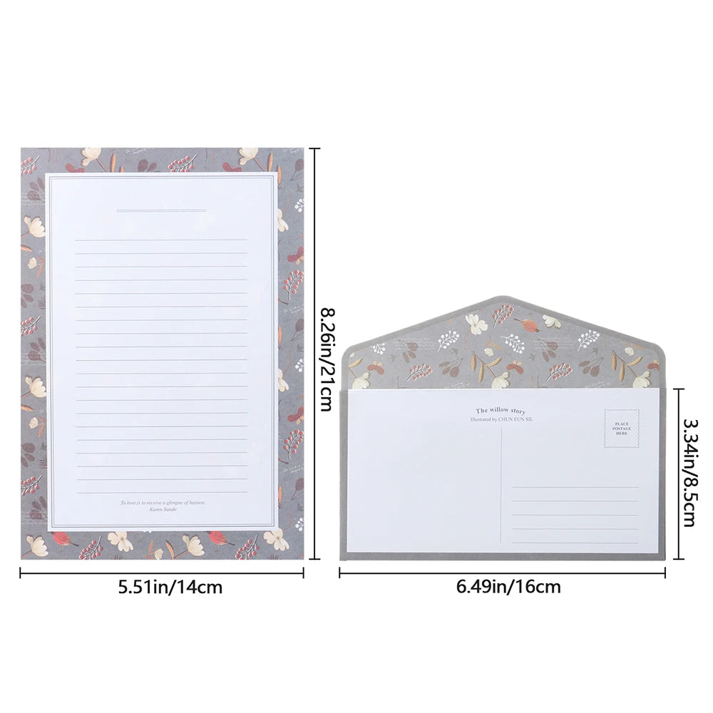 6Pcs Differrent Design Writing Paper With 3Pcs Envelopes Cartoon Pattern Vintage Floral Letter Stationery School Office Suppl
