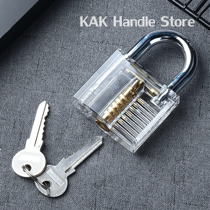KAK Transparent Practice Padlock with Keys 80x50mm DIY Visible Lock Pick Tools Cutaway Practice Padlock Training Locksmith To