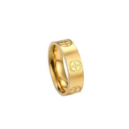 Fashion Classic Cross Stainless Steel Rings For Women Men Gold Color Luxury Jewelry Wedding Gift - Gold / 11