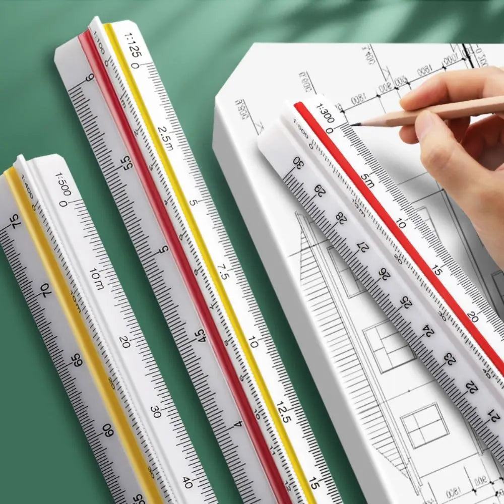Three-edge scale triangle large-scale drawing indoor architectural drawing magnifying ruler parallel t-shaped garment design 