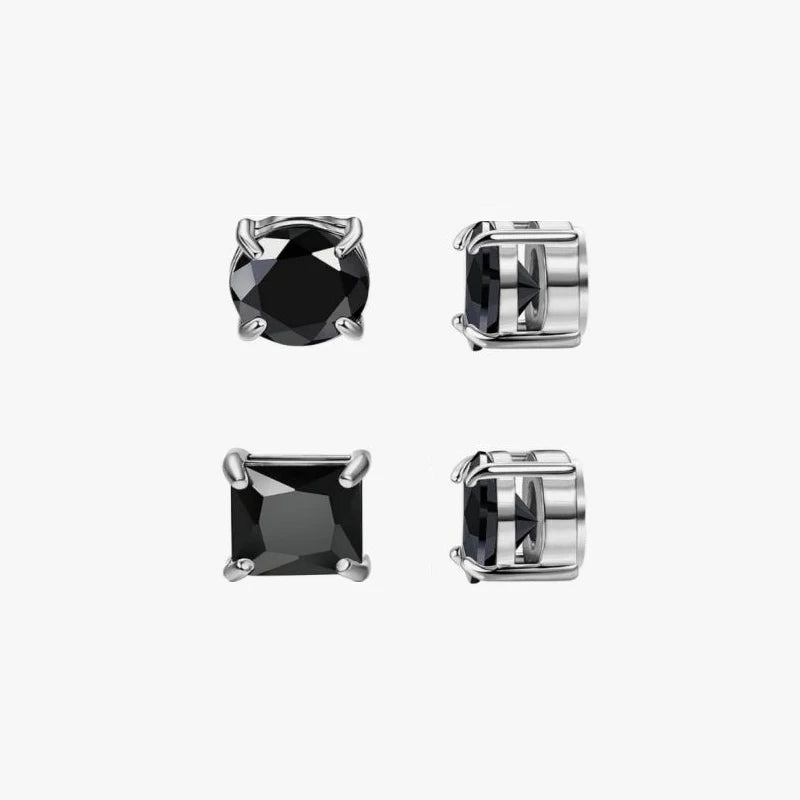 Set of man's magnetic earrings without punching ear clips,stainless steel personalized punk style women's ear studs - 2 pairs