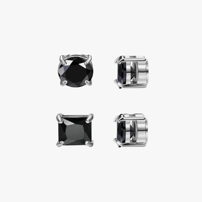 Set of man's magnetic earrings without punching ear clips,stainless steel personalized punk style women's ear studs - 2 pairs