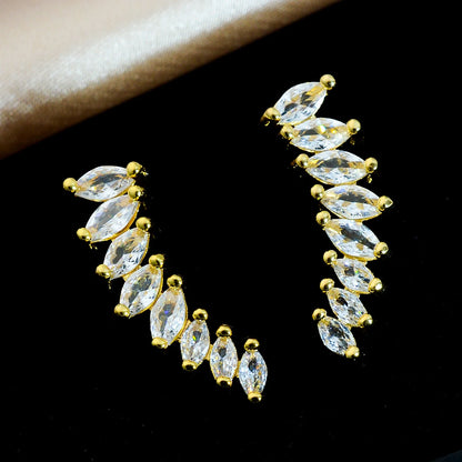 Trend Personality Geometry Studs Climb Ear Crawler Earrings Exquisite Women's Ear Accessories with Dazzling CZ Fashion Jewelr