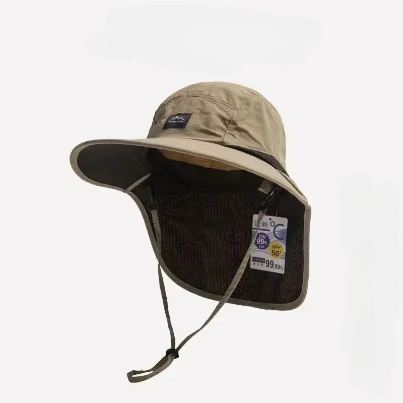 Caps Summer Wide Brim Neck Protection Unisex Bucket Hats Outdoor Visor Quick-drying Panama Sunscreen Tied Fishing Hiking Hat 
