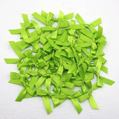 4x4cm Colourful Bows Small Size Polyester Satin Ribbon Bow Flower DIY Craft Decoration - apple green / 50pcs