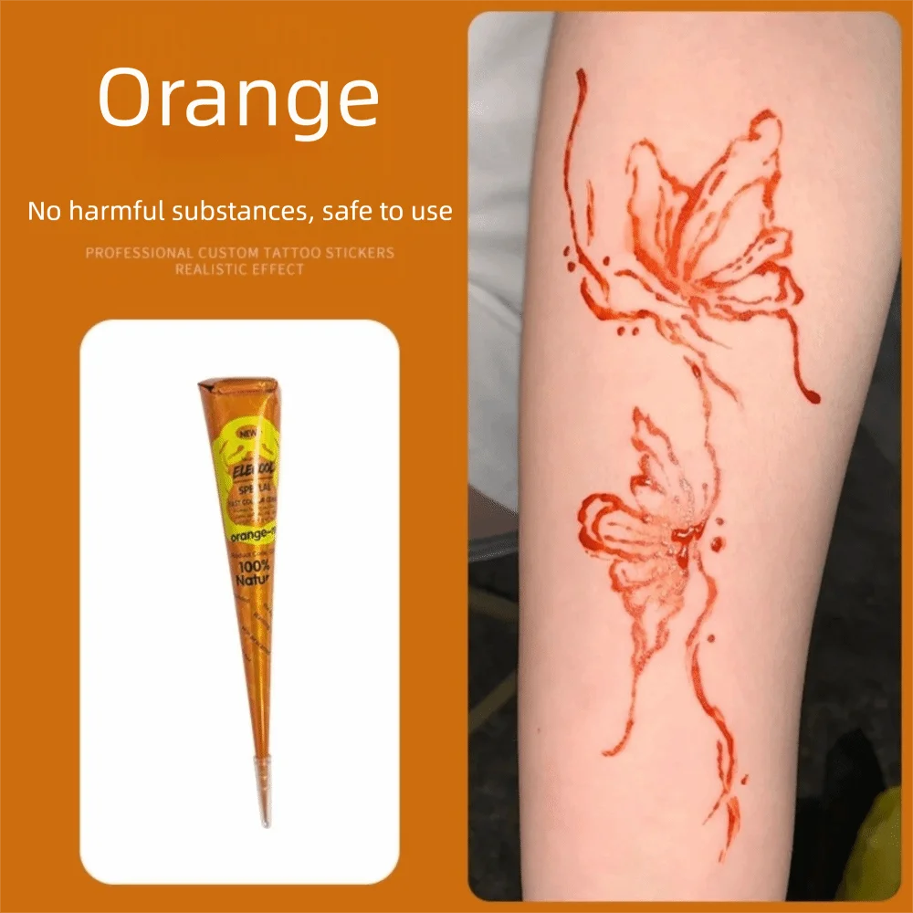 Easy-To-Use Henna Tattoo Cream Semi-permanent Temporary Henna Paste Cone Black Brown Temporary Tattoo Paste Mehndi Design