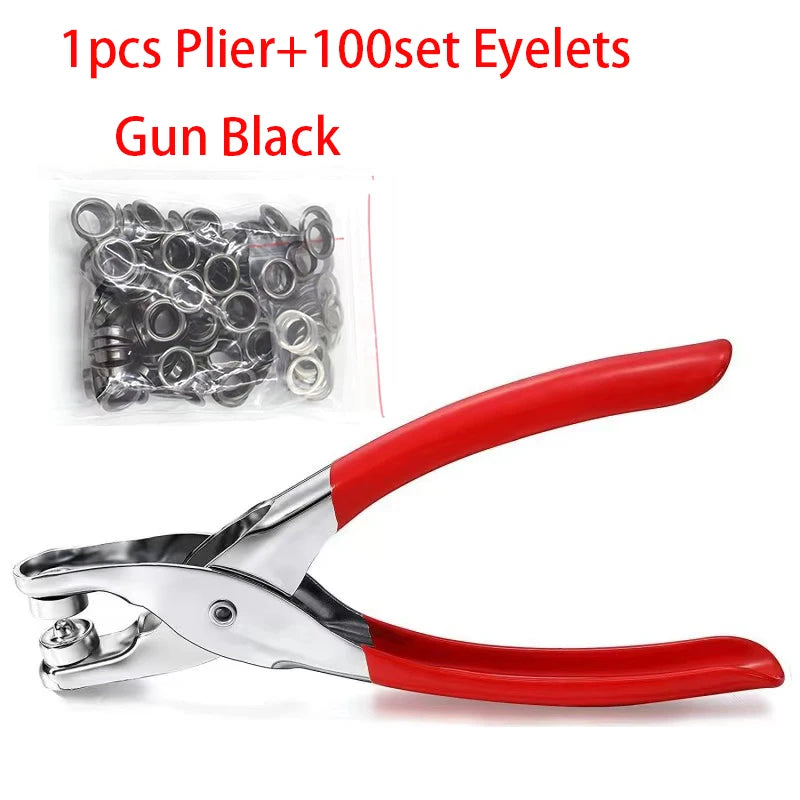 100sets 4mm Metal Eyelet and Eyelet Punch Die Tool Grommet DIY Manual Tools Kit Leather Craft Clothing Leather Belt Hat - Pli