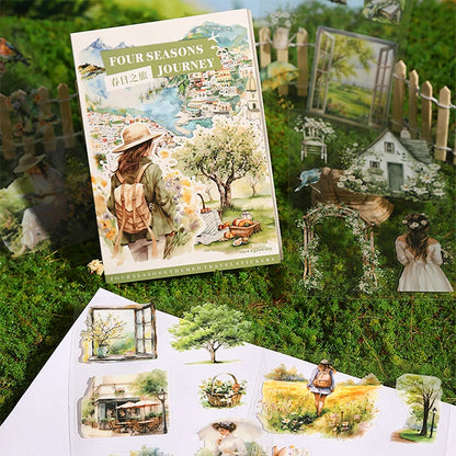 20 Sheets PET Die cut Stickers book Four Seasons Scenery Decorative handmade Scrapbooking Material Diary Album Craft Supplies