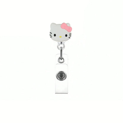 Kawaii Gift Kitty Cat Retractable Badge Reel Sparkling card holder accessories With Keychain For Women Student office supplie
