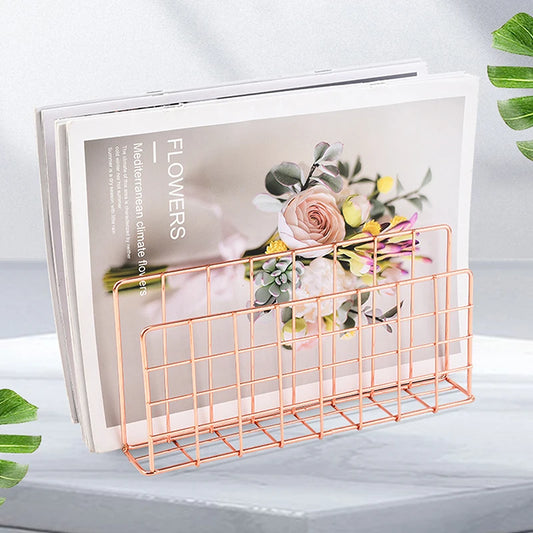 Ins Minimalist Iron Desktop Storage Rack Organizer Table Organizing Rack Document Book Rack Desk Multi-functional Storage Rac