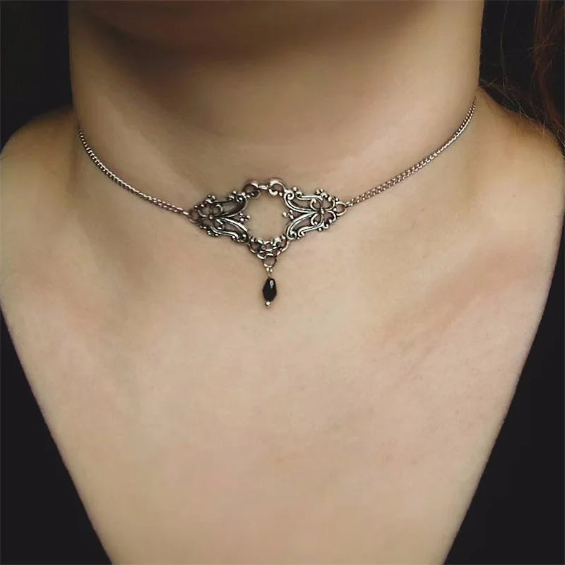 2024 Retro Style Texture Join Necklaces For Women Silver Color Stainless Steel Neck Chains For Women Jewelry Chocker - Steel 