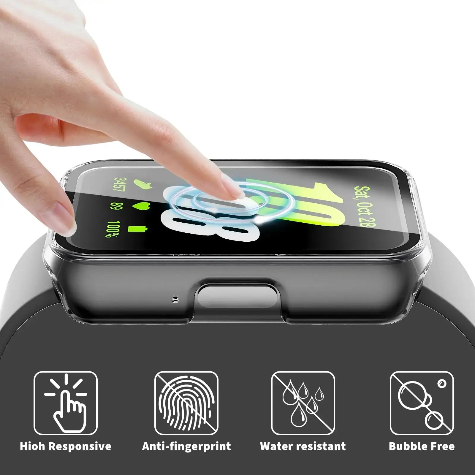 Watch Case Compatible for Samsung Galaxy Fit3, Protective PC Frame Face Cover Built-in Tempered Glass Screen Protector, Scrat