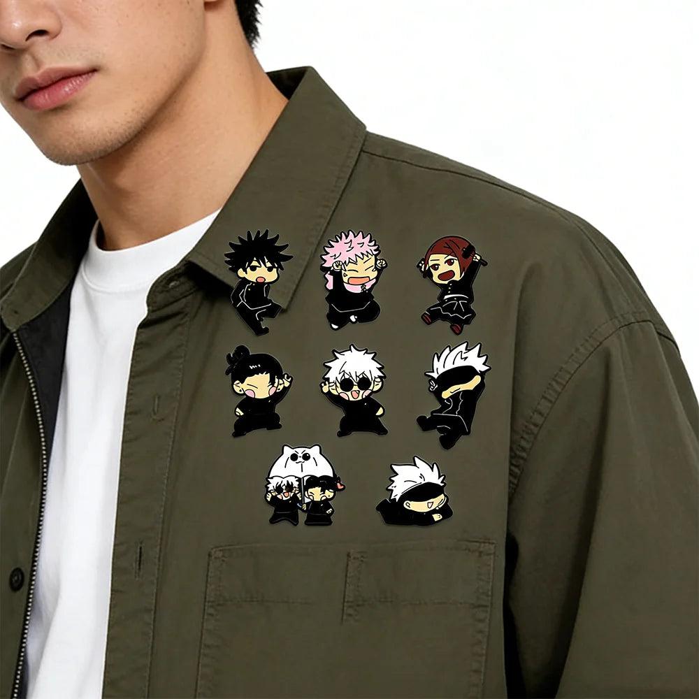 8pcs Itadori Yuji Enamel Pin Set Cartoon Character Brooch Creative Metal Badge Jewelry for Clothing Backpack Souvenir Gift