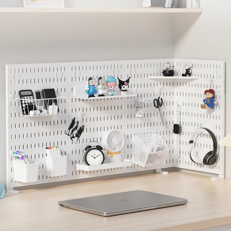 Home Study Storage Pegboard: Suitable for Displaying Figurines, Desk-Top Standing & Clip-On Storage for Furniture Items
