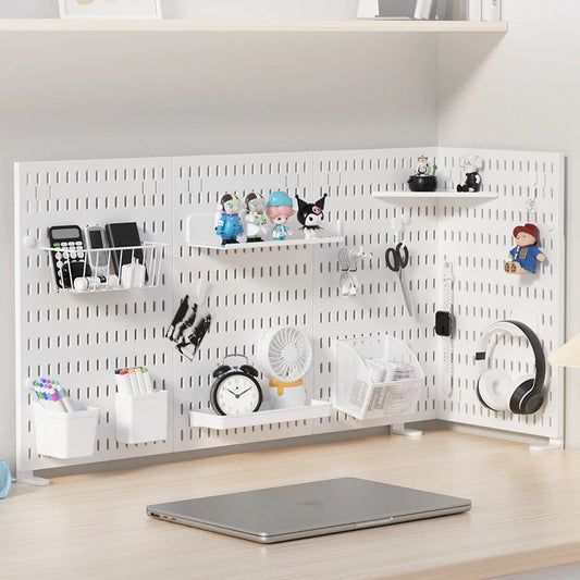 Home Study Storage Pegboard: Suitable for Displaying Figurines, Desk-Top Standing & Clip-On Storage for Furniture Items