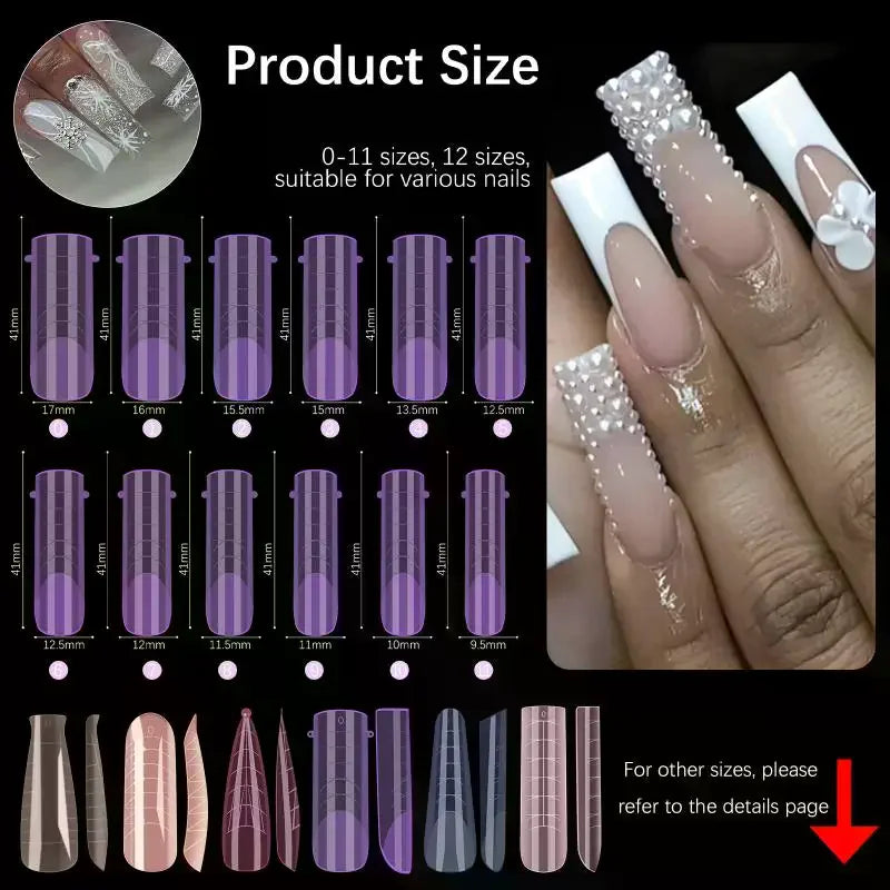 140pcs/box Nail Forms Set Colorful Full Nail Forms Top Molds Tips For Nails Gel Extension Forms Fake Building Mold Tools