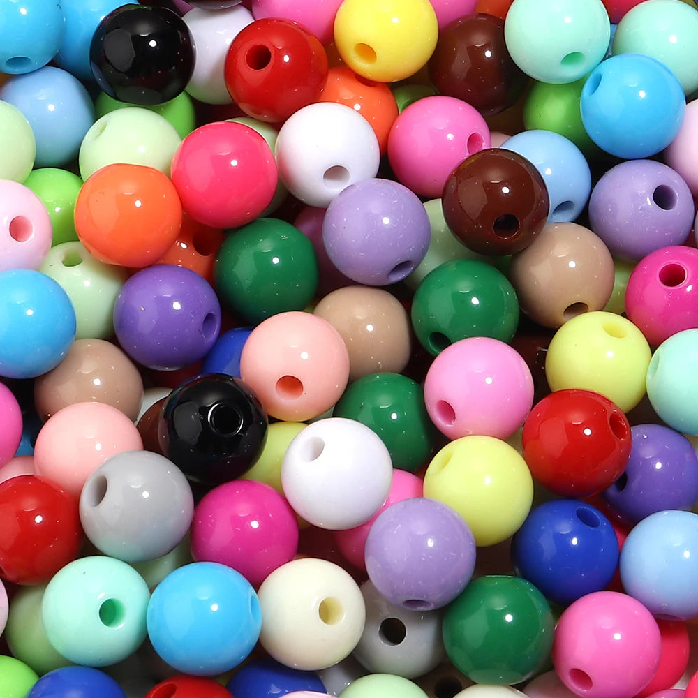 10-100Pcs/Lot 6-20mm Solid Color Round Acrylic Beads Loose Spacer Beads For DIY Keychains Decoration Handmade Crafts Accessor