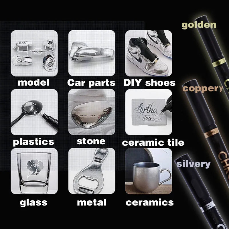 1/2/3pcs Mirror Marker Pen DIY Reflective Paint Pens Mirror Markers Chrome Gold SILVER Copper Color Signature Car Art Craftwo